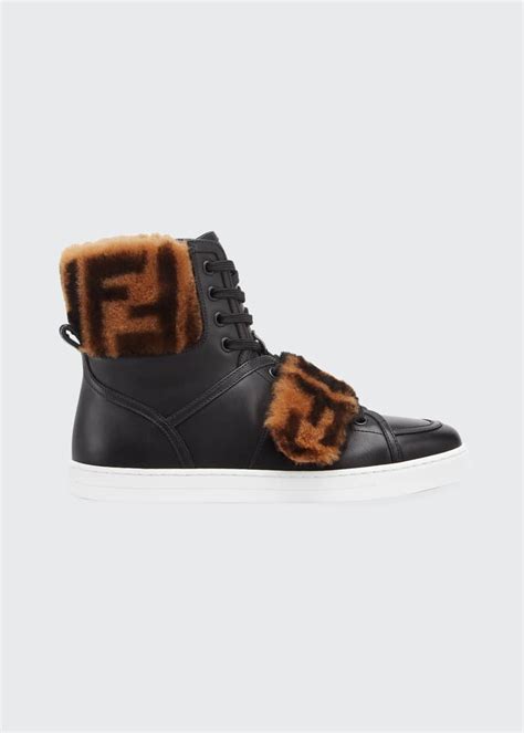 fendi ff fancy athletic sneakers|fendi shearling trimmed sneakers.